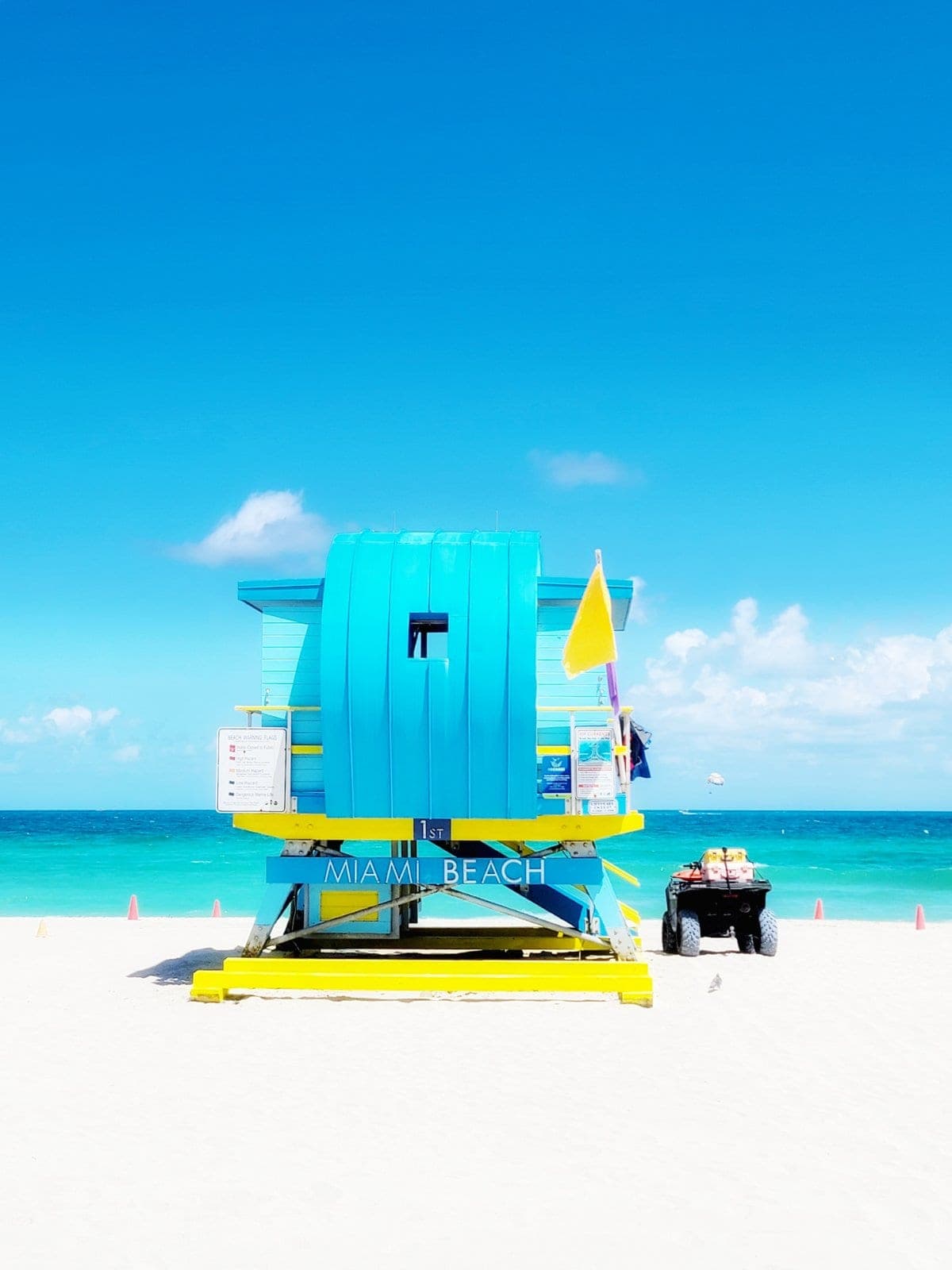 Iconic teal Miami Beach lifeguard tower