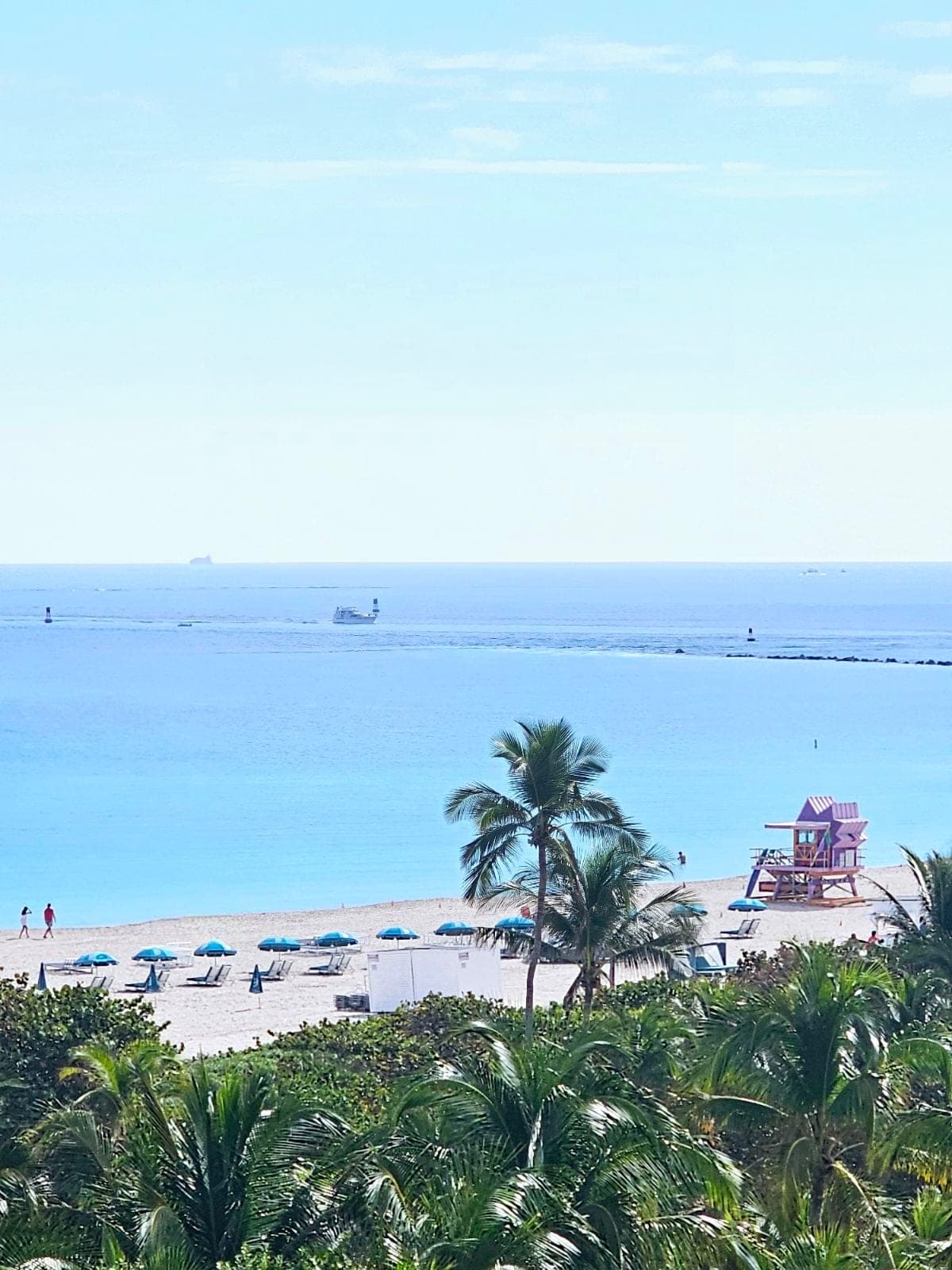 The actual ocean view from the suite balcony — South Pointe Beach